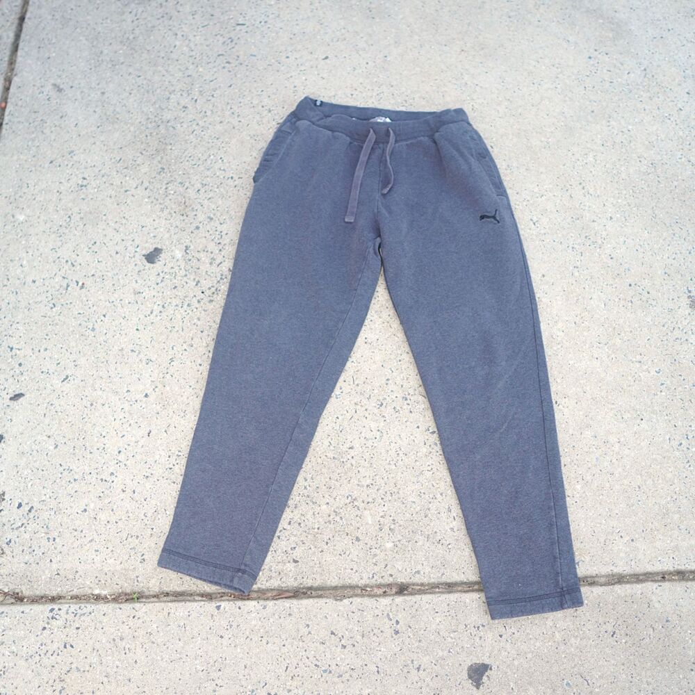Puma Essentials Heavyweight Fleece Open Bottom Sweatpants Charcoal Gray Men L